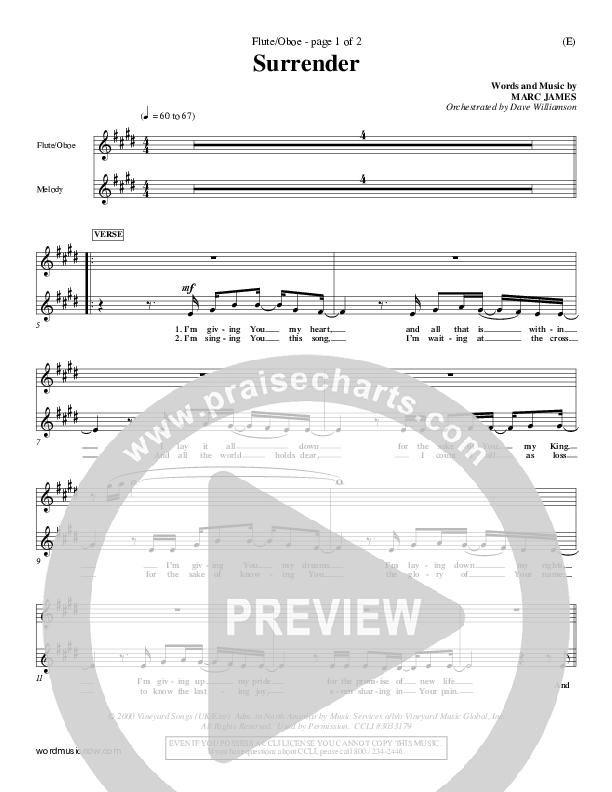 Surrender Flute/Oboe (Marc James)