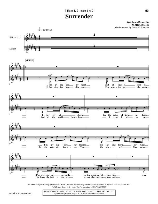 Surrender French Horn 1/2 (Marc James)