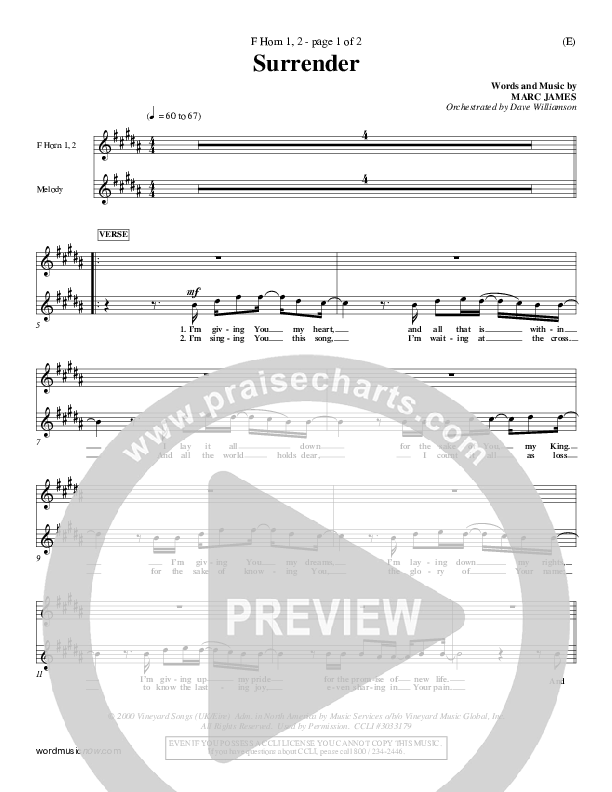 Surrender French Horn 1/2 (Marc James)