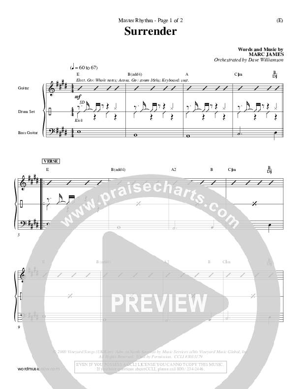 Surrender Rhythm Chart (Marc James)