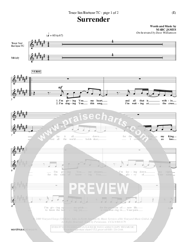 Surrender Tenor Sax/Baritone T.C. (Marc James)