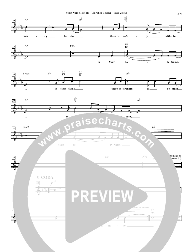 Your Name Is Holy Sheet Music PDF (Brian Doerksen) - PraiseCharts