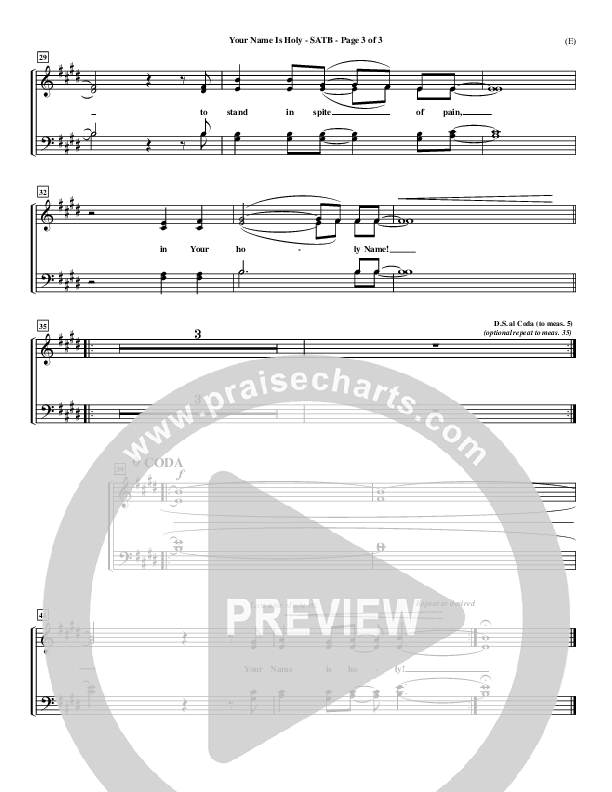 Your Name Is Holy Choir Vocals (SATB) (Brian Doerksen)