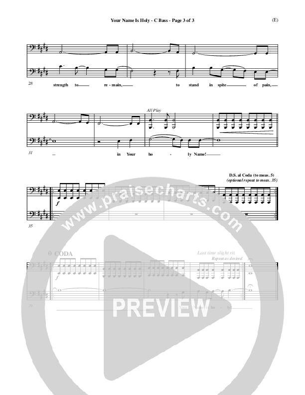 Your Name Is Holy Contrabass (Brian Doerksen)