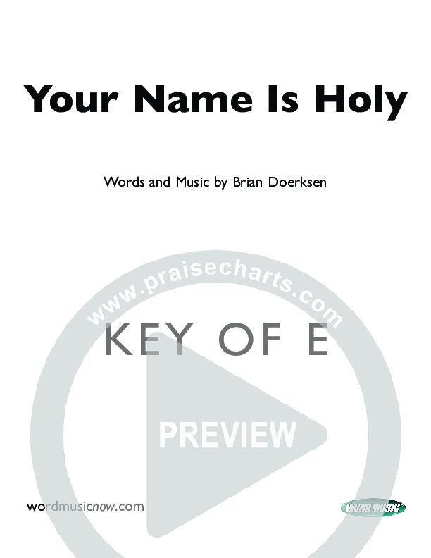 Your Name Is Holy Cover Sheet (Brian Doerksen)
