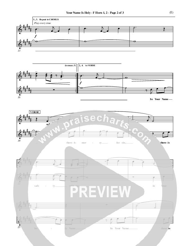 Your Name Is Holy French Horn 1/2 (Brian Doerksen)