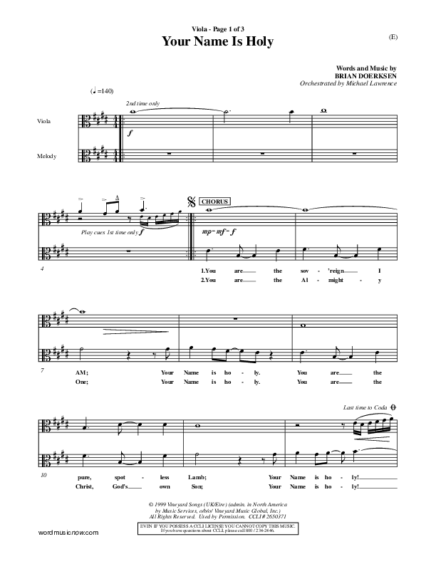 Your Name Is Holy Viola (Brian Doerksen)