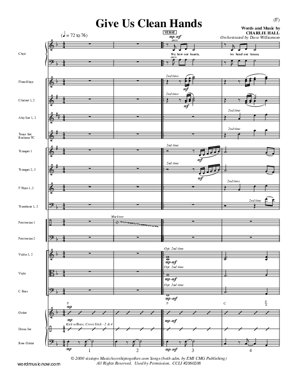 Give Us Clean Hands Conductor's Score (Charlie Hall)