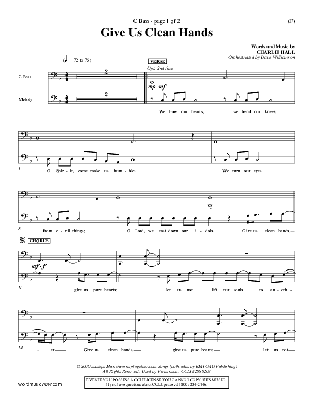 Give Us Clean Hands Contrabass (Charlie Hall)