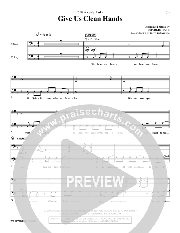 Give Us Clean Hands Contrabass (Charlie Hall)