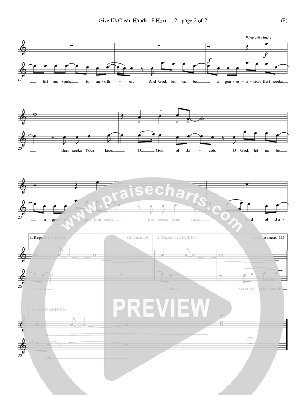 Give Us Clean Hands French Horn 1/2 (Charlie Hall)