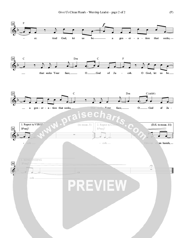 Give Us Clean Hands Lead Sheet (Charlie Hall)