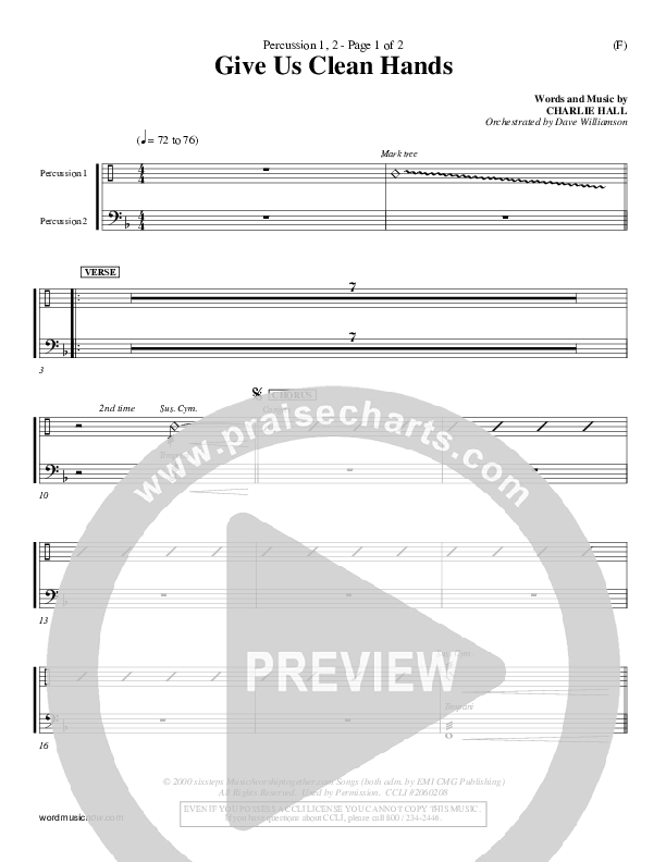 Give Us Clean Hands Percussion 1/2 (Charlie Hall)