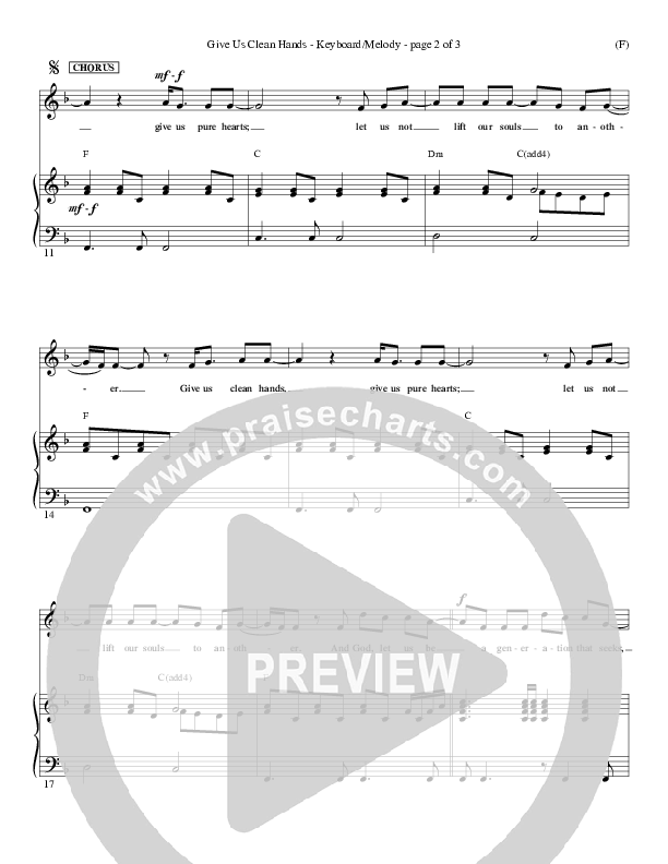 Give Us Clean Hands Piano Sheet (Charlie Hall)