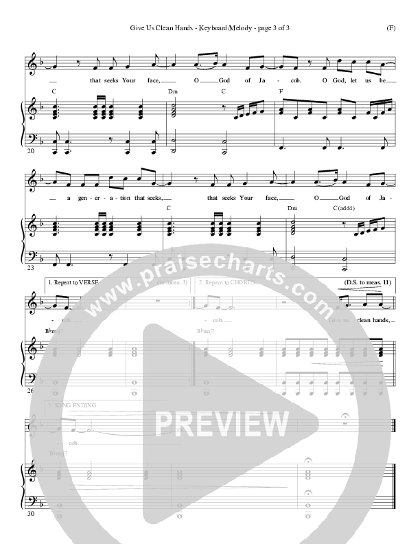 Give Us Clean Hands Piano Sheet (Charlie Hall)