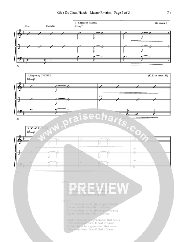 Give Us Clean Hands Rhythm Chart (Charlie Hall)