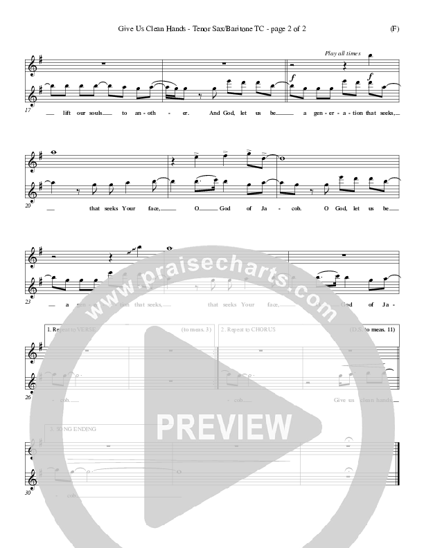 Give Us Clean Hands Tenor Sax 2 (Charlie Hall)