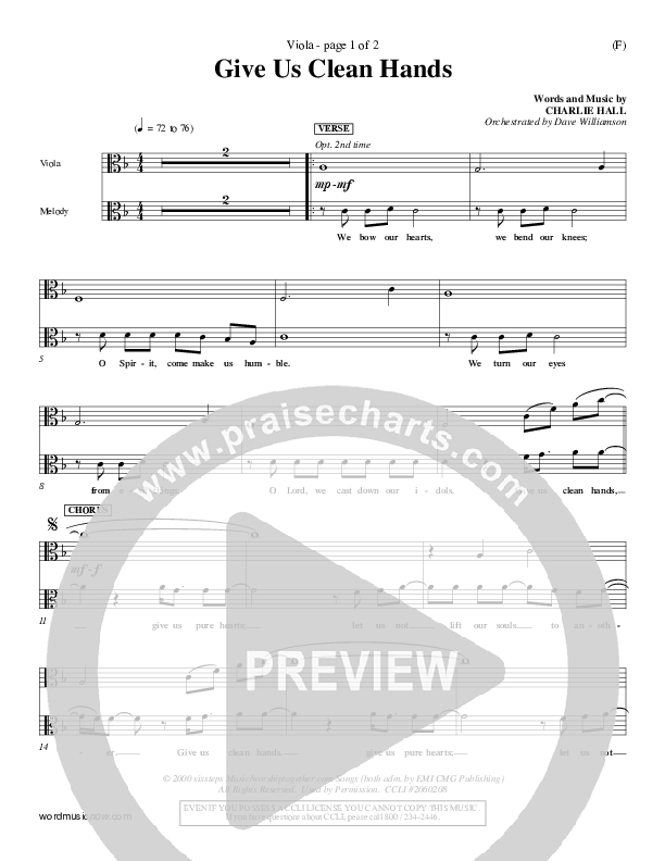 Give Us Clean Hands Viola (Charlie Hall)