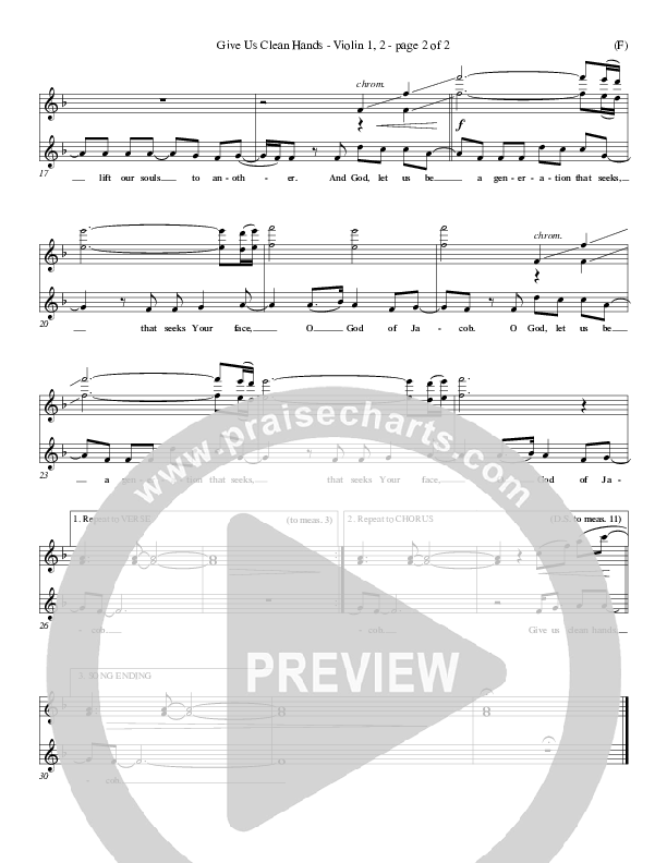 Give Us Clean Hands Violin 1/2 (Charlie Hall)