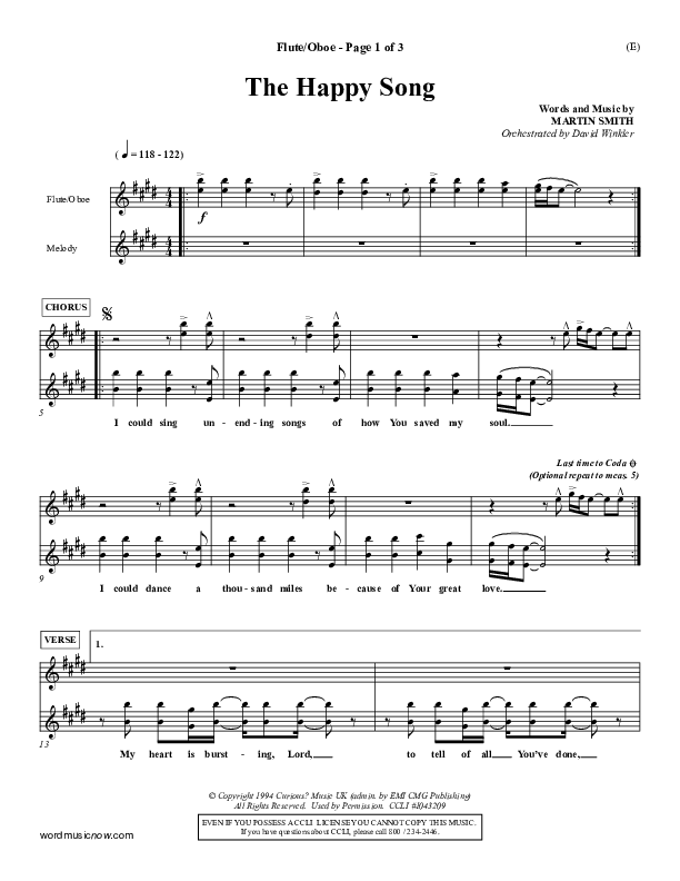 The Happy Song Flute/Oboe (Delirious)