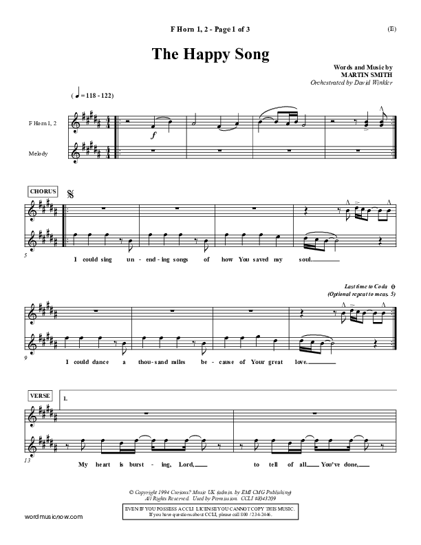 The Happy Song French Horn 1/2 (Delirious)