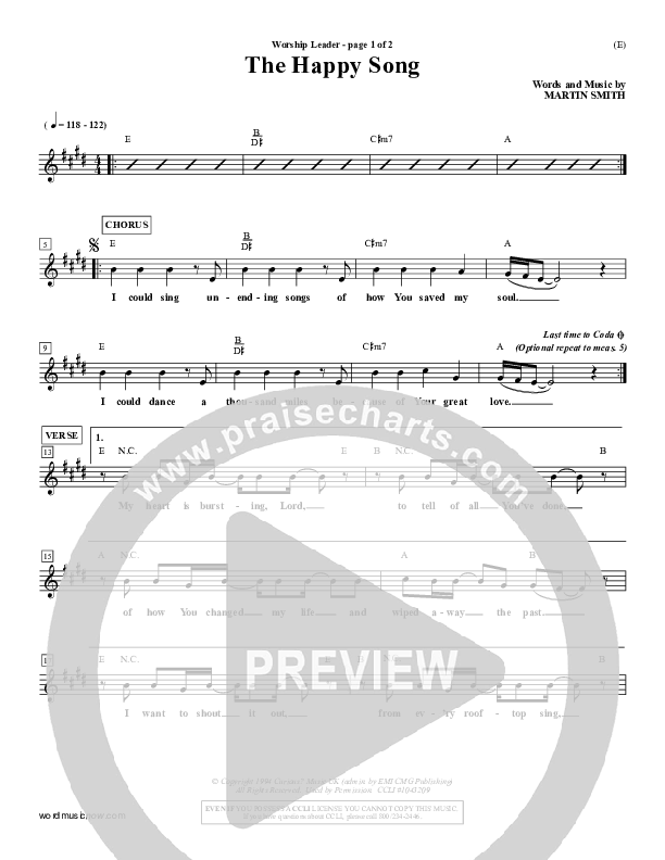 The Happy Song Lead Sheet (Delirious)