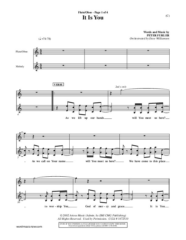 It Is You Flute/Oboe (Newsboys)