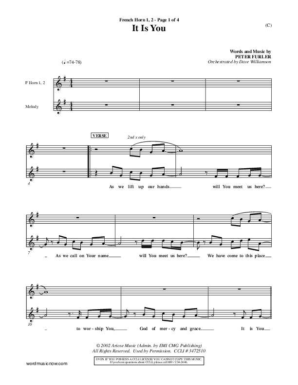 It Is You French Horn 1/2 (Newsboys)