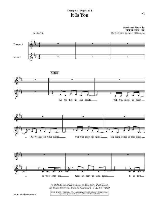 It Is You Trumpet 1 (Newsboys)