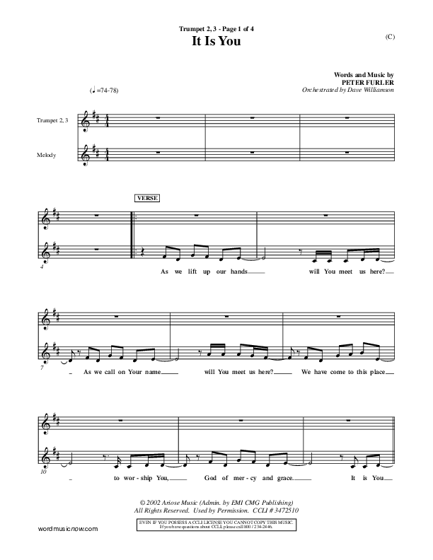 It Is You Trumpet 2/3 (Newsboys)