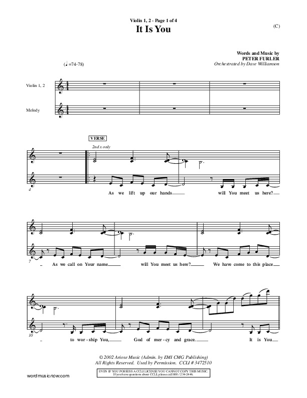 It Is You Violin 1/2 (Newsboys)