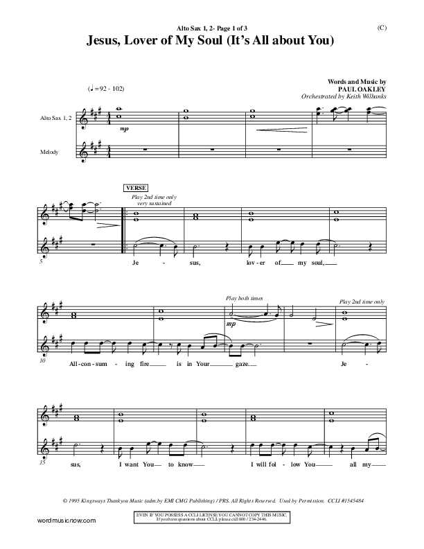 Jesus Lover of My Soul (It's All About You) Alto Sax (Paul Oakley)