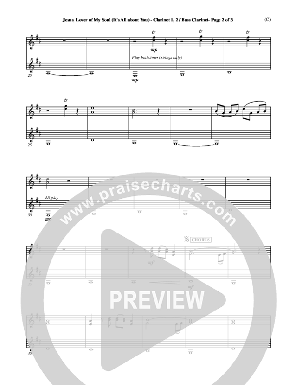 Jesus Lover of My Soul (It's All About You) Bass Clarinet (Paul Oakley)