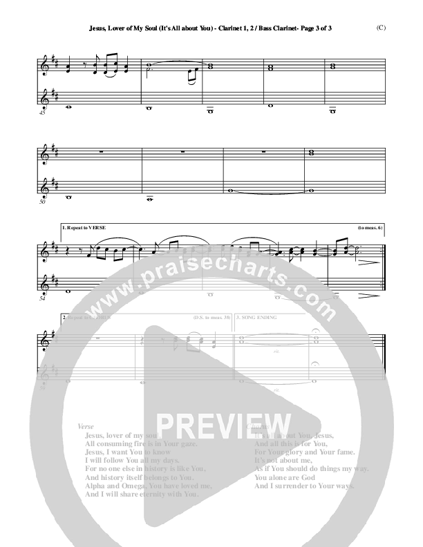 Jesus Lover of My Soul (It's All About You) Bass Clarinet (Paul Oakley)