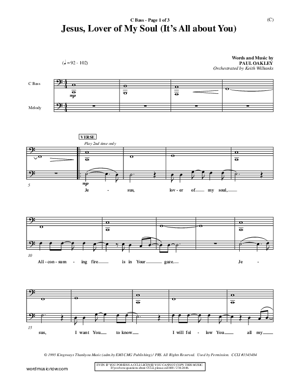 Jesus Lover of My Soul (It's All About You) Contrabass (Paul Oakley)