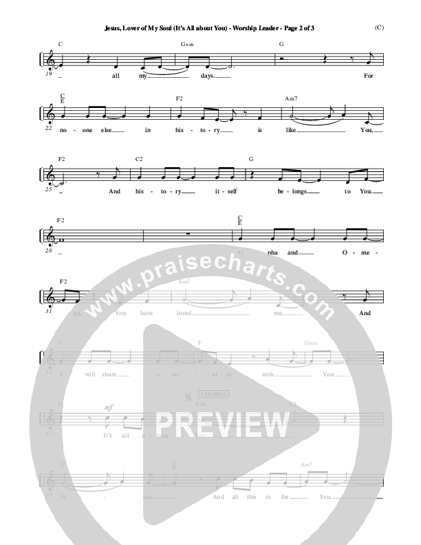 Jesus Lover of My Soul (It's All About You) Lead Sheet (Paul Oakley)