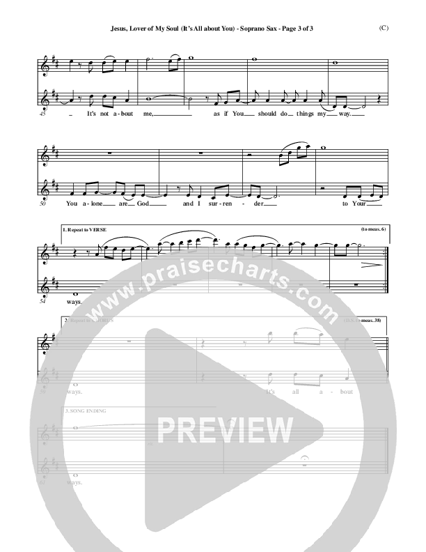 Jesus Lover of My Soul (It's All About You) Soprano Sax (Paul Oakley)