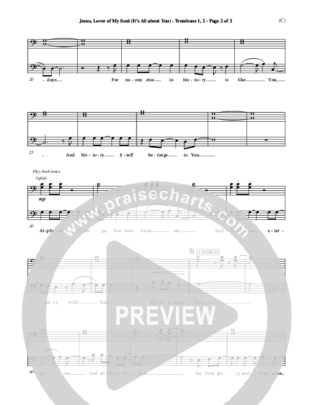 Jesus Lover of My Soul (It's All About You) Trombone 1/2 (Paul Oakley)