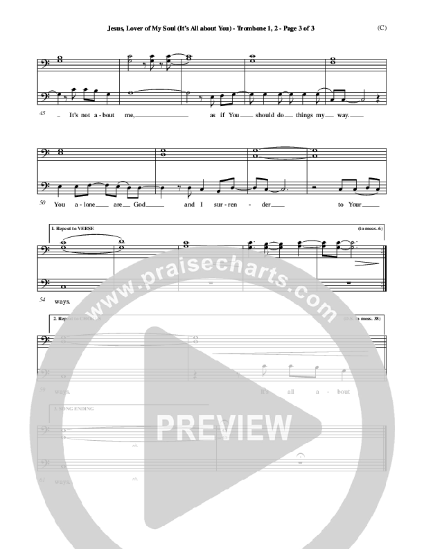 Jesus Lover of My Soul (It's All About You) Trombone 1/2 (Paul Oakley)