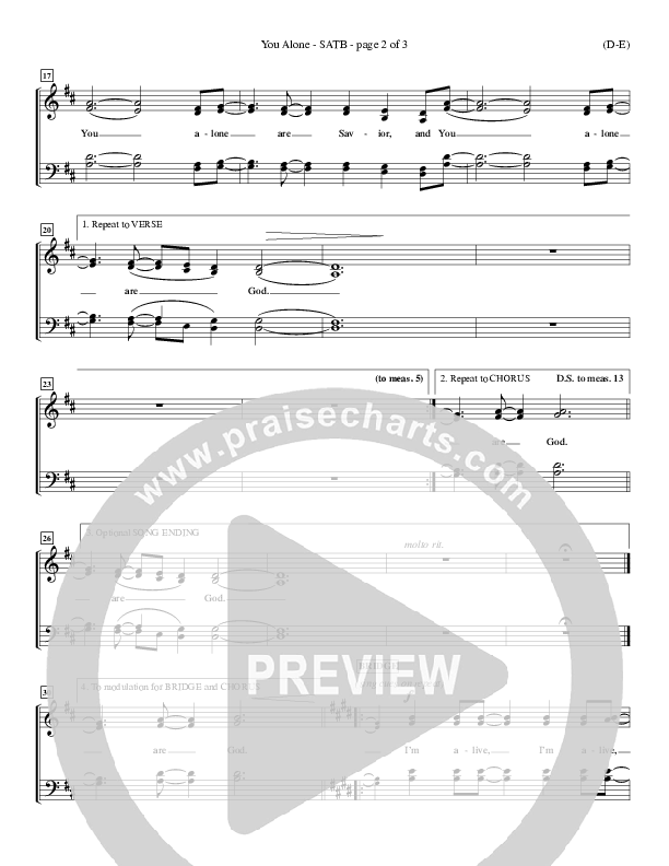 You Alone Choir Sheet (SATB) (David Crowder)