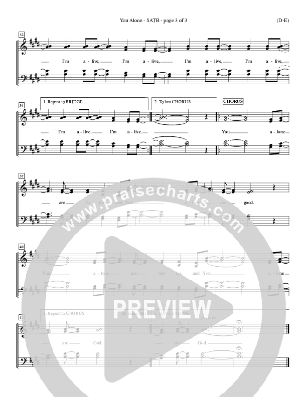 You Alone Choir Sheet (SATB) (David Crowder)