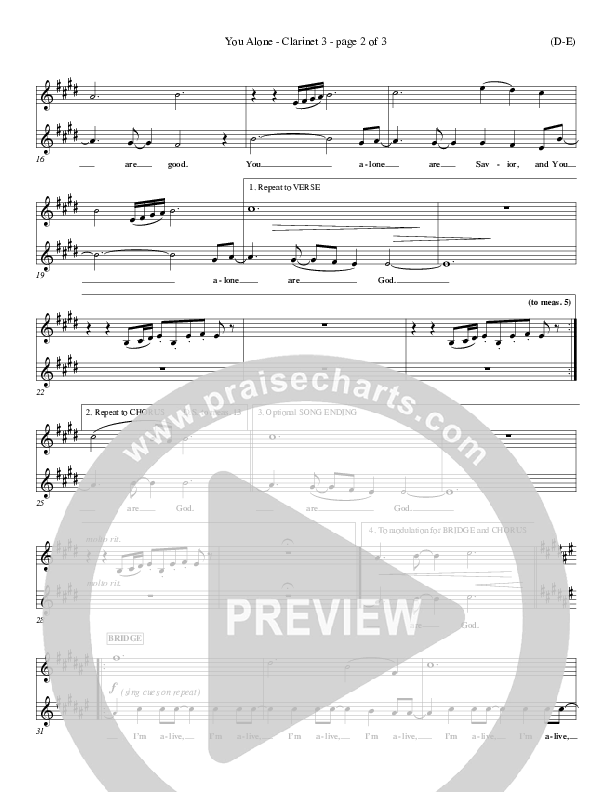 You Alone Clarinet 3 (David Crowder)