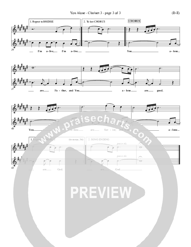 You Alone Clarinet 3 (David Crowder)