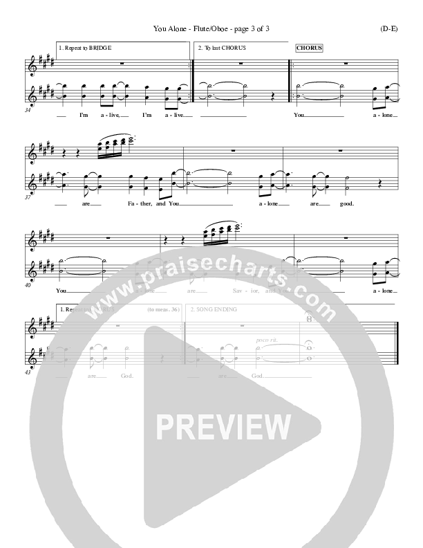 You Alone Flute/Oboe (David Crowder)