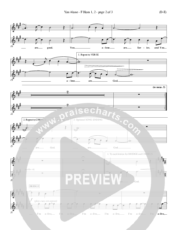 You Alone French Horn 1/2 (David Crowder)