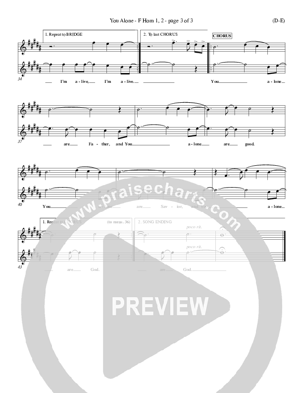 You Alone French Horn 1/2 (David Crowder)