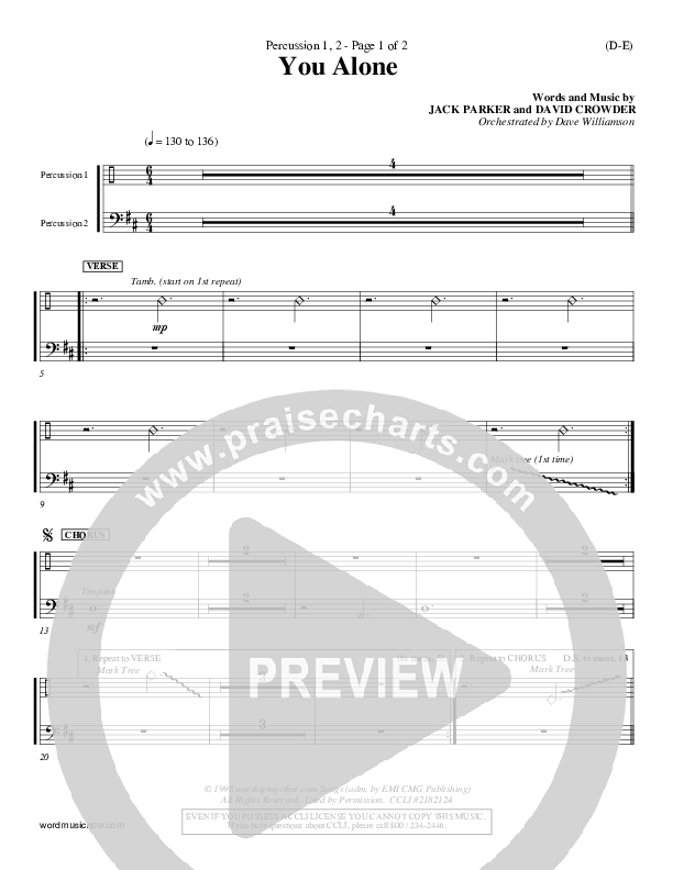 You Alone Percussion 1/2 (David Crowder)