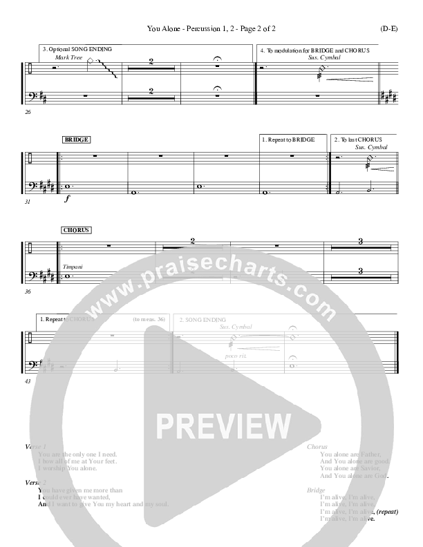 You Alone Percussion 1/2 (David Crowder)