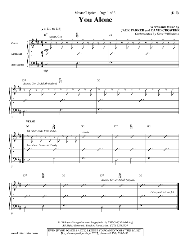 You Alone Rhythm Chart (David Crowder)