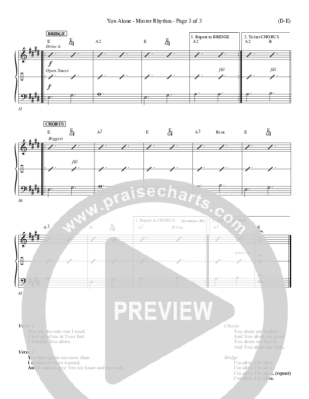 You Alone Rhythm Chart (David Crowder)
